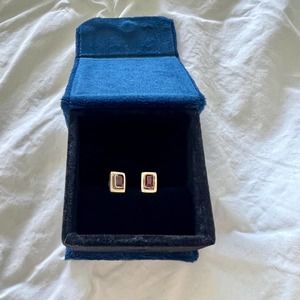 Vintage Antique Sterling Silver Burgundy Stone Studs